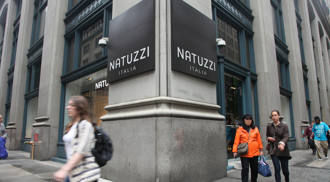 Street view of Natuzzi Italia signage
